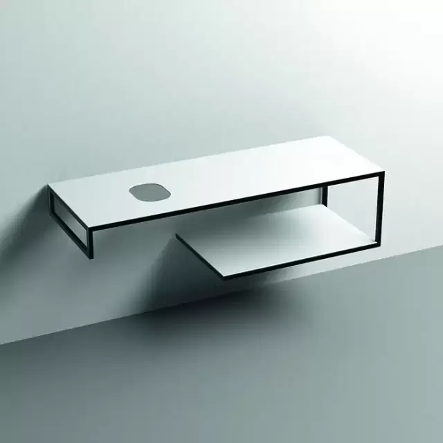 Kerasan Louise Металлическая структура для раковины 140см, подвесная, с полкой, с 1 отв., с полотенцедержателем, цвет: белый матовый