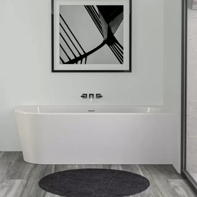 KNIEF Wall Corner L Ванна пристенная с монтажом в правый угол 180х80х60см, с щелевым переливом, со  слив-переливом, цвет: белый