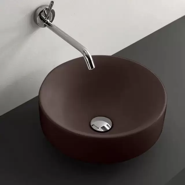Kerasan Cento Раковина 45 см, без отв., круглая, без перелива, накладная/встраиваемая, цвет: Borgogna matt