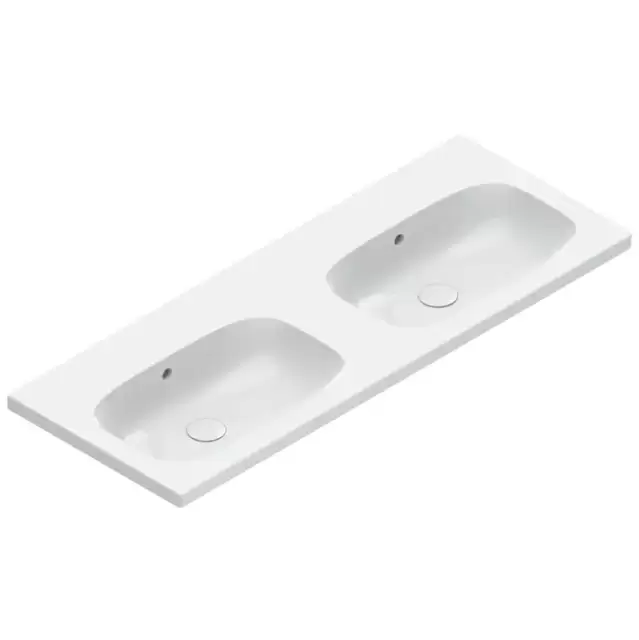 Catalano Alvea Раковина двойная 120х46см., подвесная или на мебель, без отв., цвет: белый глянцевый