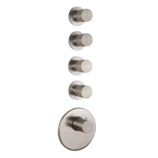 Fima Carlo Frattini Spillo Steel F3083X4INOX Смеситель для душа встроенный, термостатический, 4 запорных вентиля, внутренняя часть (F2464) в комплекте, цвет: INOX