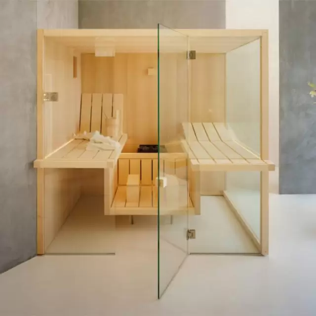 Effegibi Air 60 Сауна 217x162x213см, угловая SX, цвет: осина термообработанная