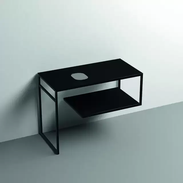 Kerasan Louise Металлическая структура для раковины 100х74см, напольная, с полкой, с 1 отв., с полотенцедержателем, цвет: черный матовый