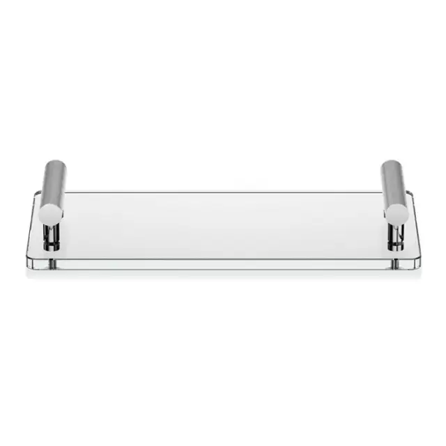 Decor Walther Club Tab Поднос с ручками, стеклянный, настольный, цвет: хром / прозрачное стекло