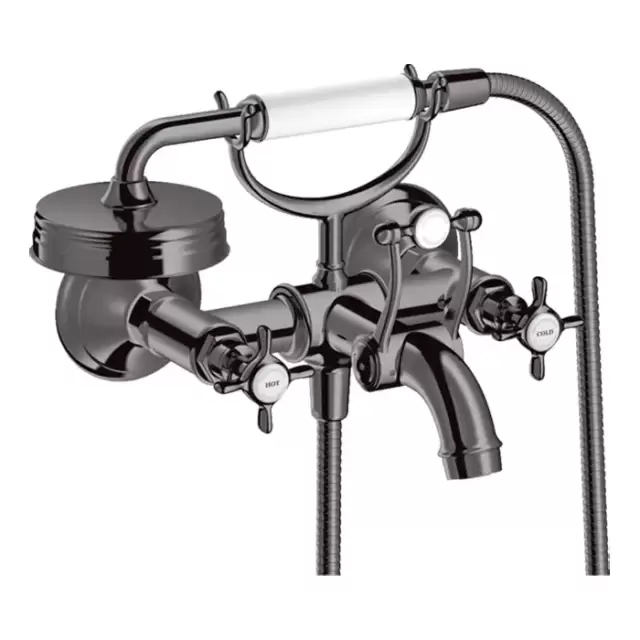 Axor Montreux Смеситель для ванны, настенный, с ручным душем, цвет: полированный черный хром