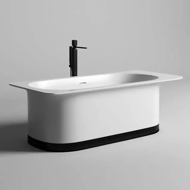 Salini Ninfea Ванна отдельностоящая 180х82х57.5cм,  донный клапан, сифон, слив-перелив, S-stone, цвет: белый матовый