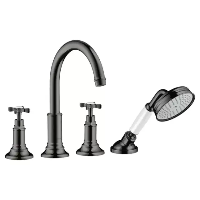 Axor Montreux Смеситель на борт ванны, на 4 отв., с ручным душем, цвет: полированный черный хром