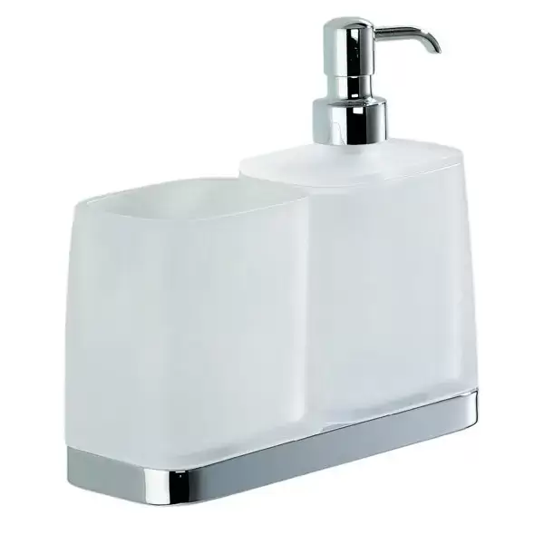 Colombo Time Дозатор для жидкого мыла со стаканом, настольный, цвет: хром/матовое стекло