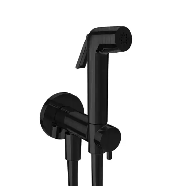 Almar Гигиенический душ со шлангом 120см., вывод с держателем и прогрессивный картридж, цвет: черный металл браш PVD