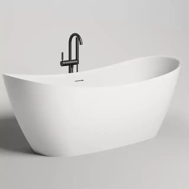 Salini Noemi Ванна отдельностоящая 185х78х72cм, донный клапан, сифон, слив-перелив, S-Stone, цвет: белый матовый