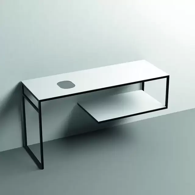 Kerasan Louise Металлическая структура для раковины 140х74см, напольная, с полкой, с 1 отв., с полотенцедержателем, цвет: белый матовый