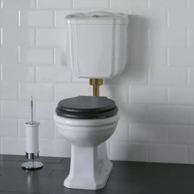 Globo Paestum Унитаз напольный 58х37,5см, слив в пол, с низким бачком, трубой и механизмом, цвет: белый/бронза