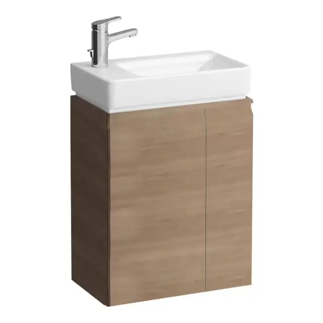 Laufen Pro База с раковиной 48x28см, петли слева, полки справа, 1 дверка, подвесная, цвет: светлый дуб