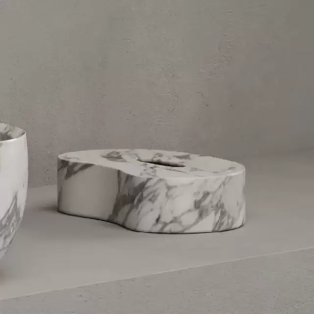 Dea Design Marble Контейнер для салфеток, 29.8х19.4хh7.5см., настольный, из мрамора, цвет: Statuario White