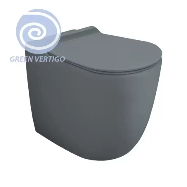 Simas Vignoni Унитаз напольный 56х36,5см., безободковый, слив универсальный, смыв TORNADO (green vertigo), цвет: cemento matt