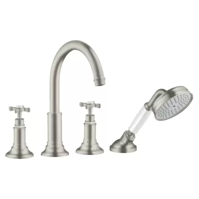 Axor Montreux Смеситель на борт ванны, на 4 отв., с ручным душем, цвет: сталь