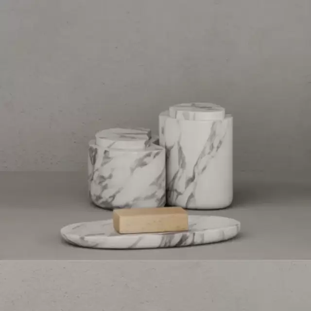 Dea Design Marble Контейнер с крышкой, 15х9.2хh8.5см., настольная, из мрамора, цвет: Statuario White