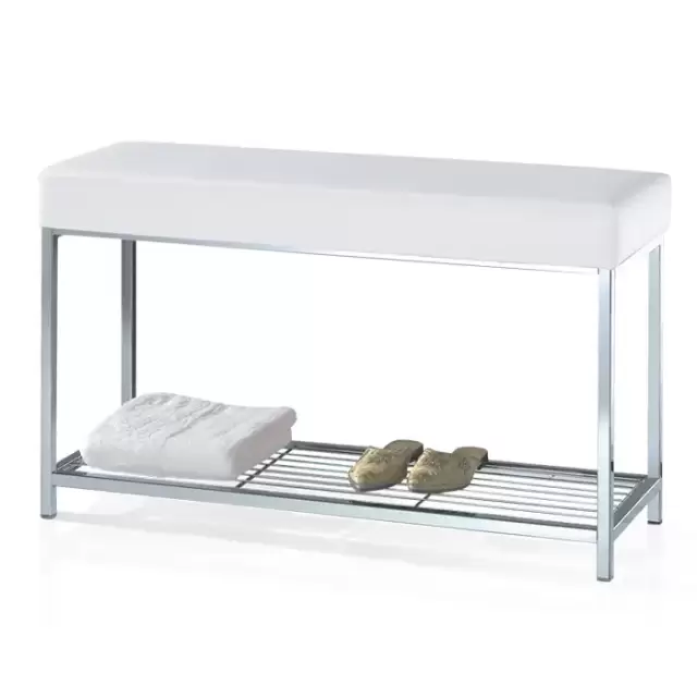 Decor Walther DW 67 Скамья с полочкой 90x30x52см, напольная, цвет: хром / белый