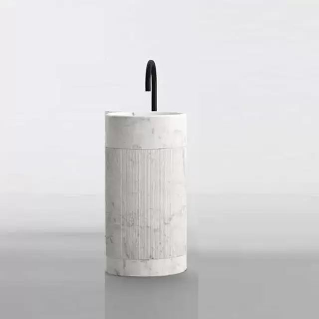 NOORTH milldue edition ROMA Раковина 45х88 см, без отв., напольная, без перелива, с донным клапаном, цоколь Bianco Carrara, цвет: Bianco Carrara/Bianco Carrara