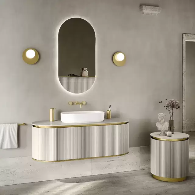 Oasis Naos Композиция №6 Комплект мебели 80х56xh45см, подвесной, мраморный топ, фурнитура латунь, зеркало, цвет: Corda elegance