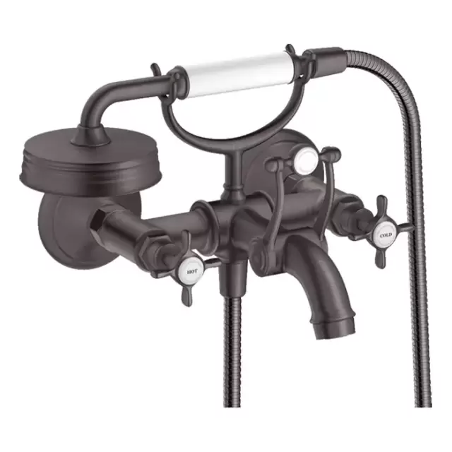 Axor Montreux Смеситель для ванны, настенный, с ручным душем, цвет: шлифованный черный хром