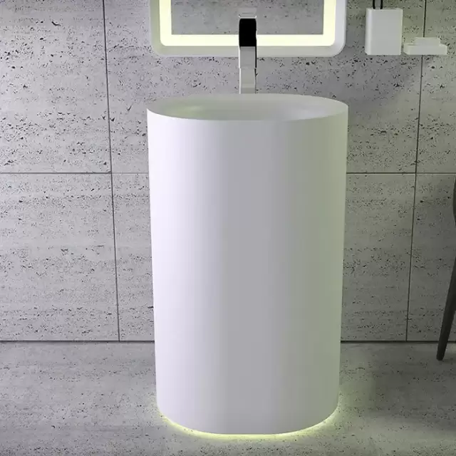 KNIEF Moon Раковина 55х45х90 см, без отв., напольная, c выпуском белым и сифоном, цвет: белый матовый