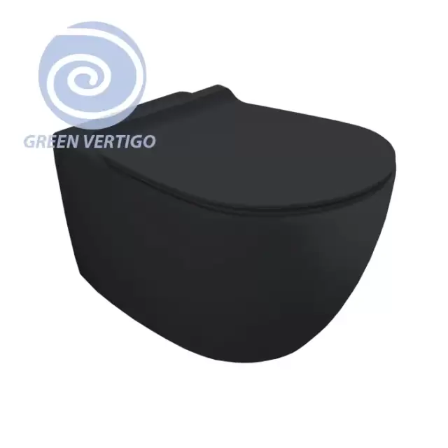 Simas Vignoni Унитаз подвесной 56х36,5см., безободковый, смыв TORNADO (green vertigo), цвет: antracite matt