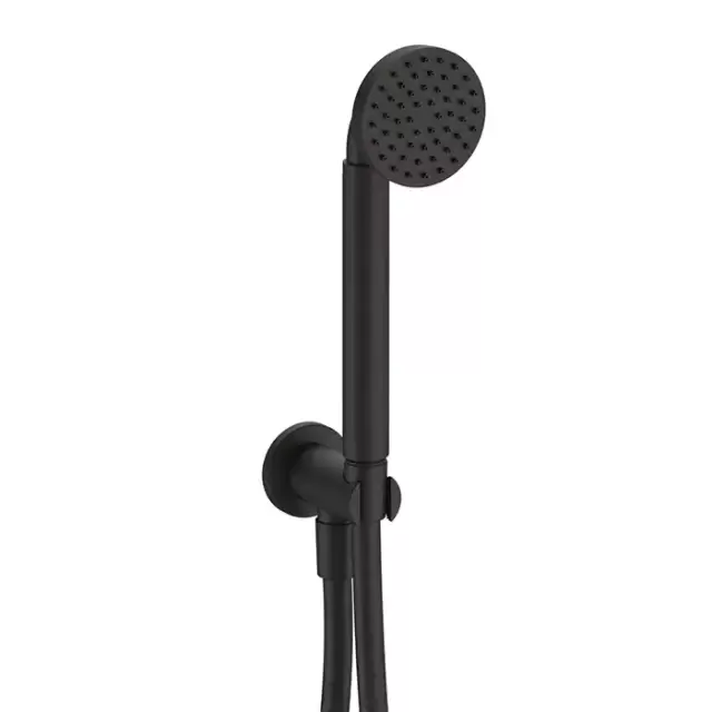 Fantini Icona Classic Душевой набор: ручная лейка со шлангом и держателем,круглая розетка, выпуск 1/2, цвет: Deep Black PVD