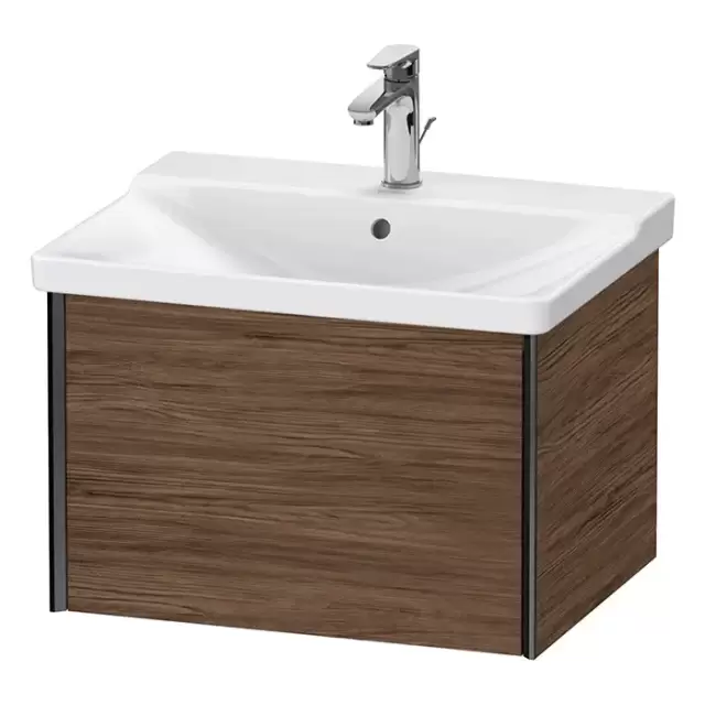 Duravit XViu Тумба подвесная 61x46.9x40.5см, с раковиной, 1 ящик, цвет: walnut dark/черный матовый