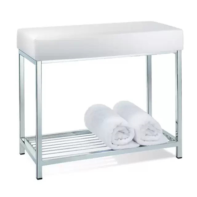 Decor Walther DW 77 Скамья с полочкой 60x30x52см, напольная, цвет: хром / белый