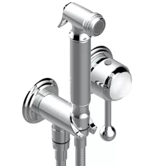 THG Naiade Гигиенический душ в комплекте с встраиваемым однорычажным смесителем, шланг 125cм., держатель с подводом воды, внешняя часть, цвет: хром