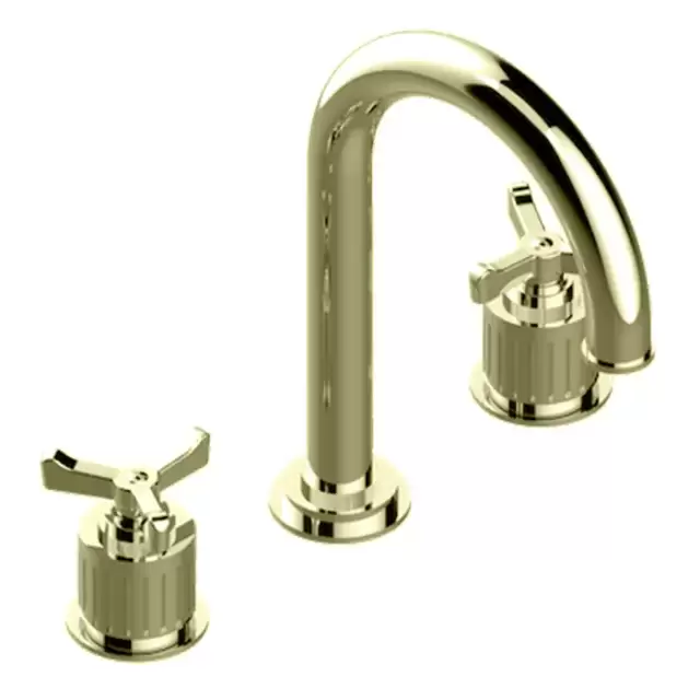 THG Hamptons Смеситель для раковины, на 3 отв, в комплекте с донным клапаном, цвет: Polished nickel