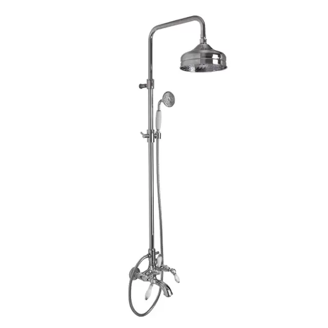 Carlo Frattini Herend, Смеситель с душевой стойкой, верхним душем и душевым комплектом, цвет: Хром