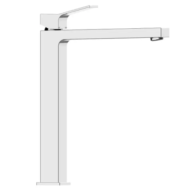 Bossini Aki Line Смеситель для раковины AKI-T высокий с донным клапаном 1&rdquo;1/4 и гибкая подводка из нерж. стали 3/8&rdquo;., цвет: хром