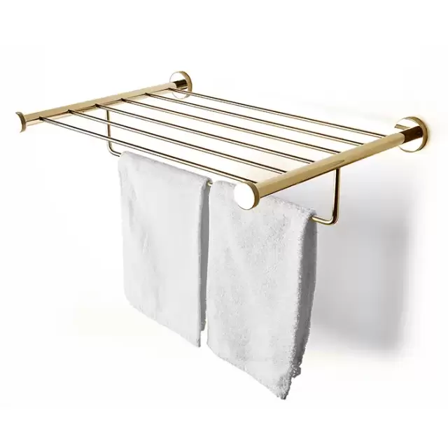 3SC Ribbon Полочка-решетка 50х35хh10см, с полотенцедержателем, цвет: золото 24к. Lucido