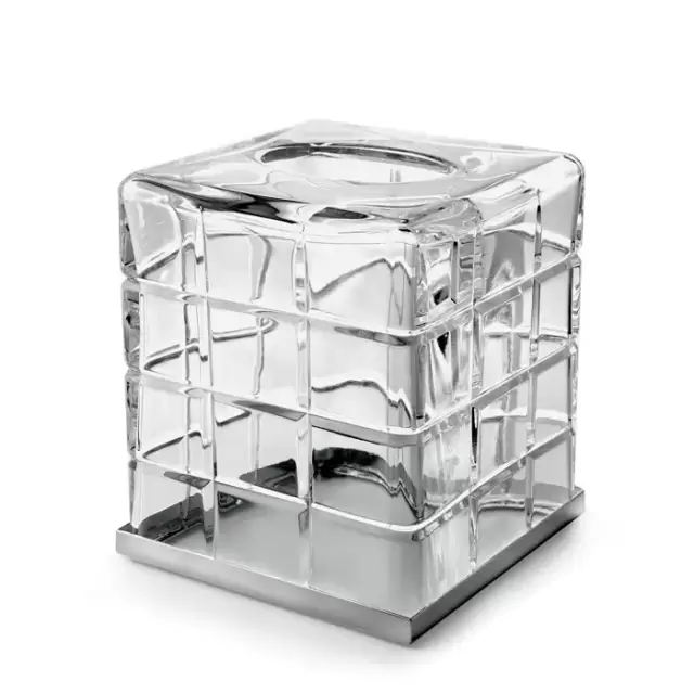 3SC Palace Контейнер для бумажных салфеток настольный 13хh15х13 см, цвет: прозрачный хрусталь/никель сатинированный матовый