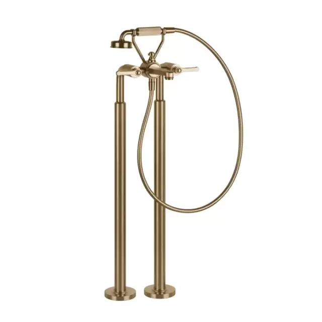 Gessi Venti20 Смеситель для ванны, напольный, с ручным душем и шлангом 150см., цвет: Warm Bronze Br. PVD