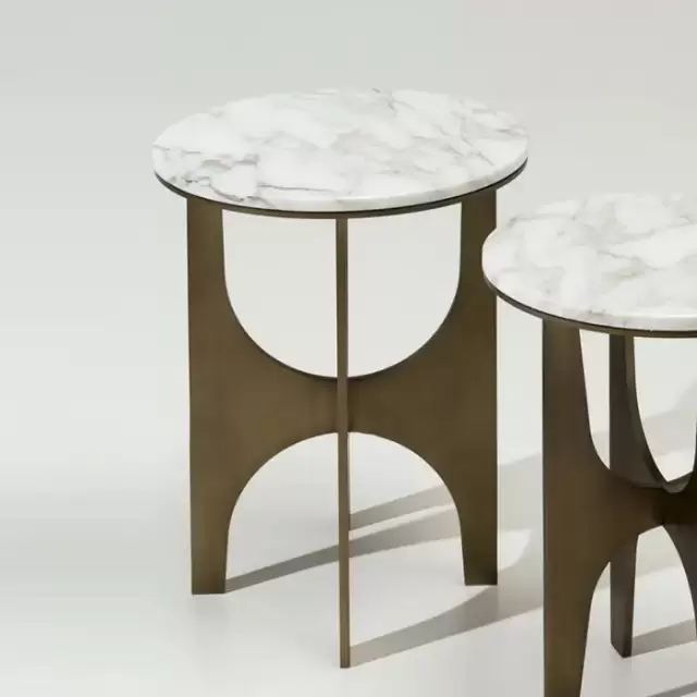 Oasis Sullivan Столик низкий &oslash; 40хh51см., цвет: бронза/Calacatta Oro