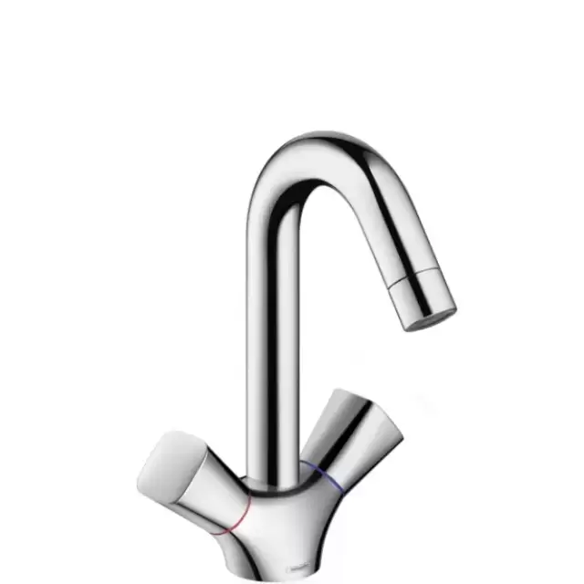 Hansgrohe Logis, Смеситель для раковины, поворотный излив, с донным клапаном, Цвет: хром