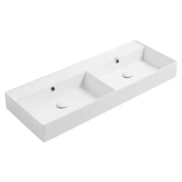 Simas Agile Раковина двойная 121х46см., подвесная, без перелива, без отв., цвет: белый