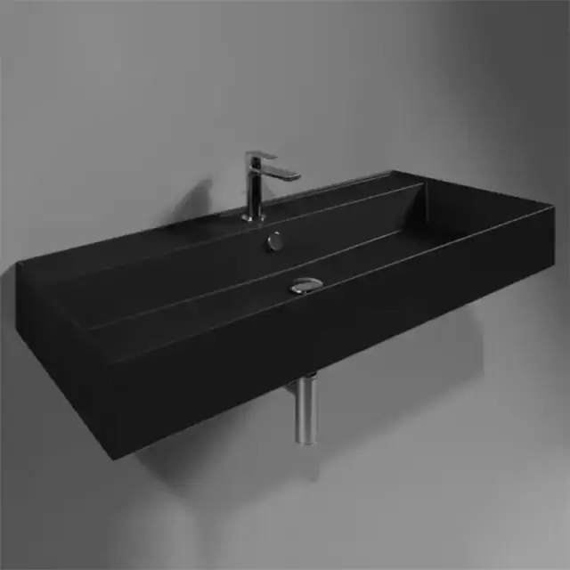 Simas Agile Раковина подвесная 101х46см., с переливом, с 1 отв., цвет: черный матовый