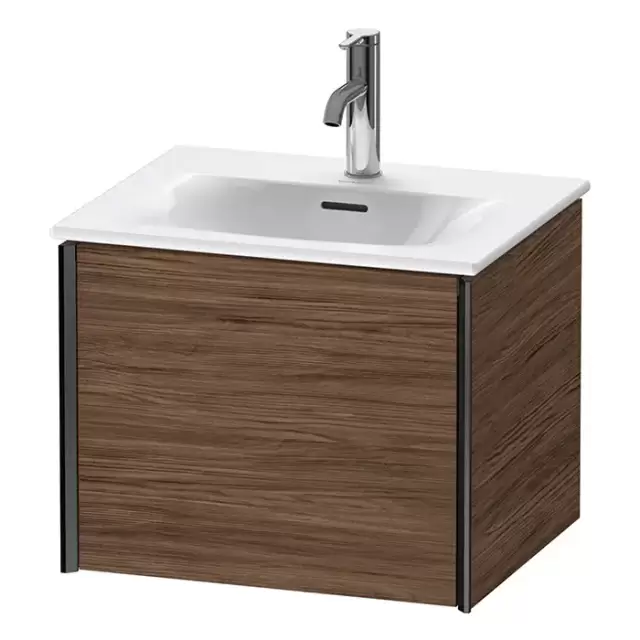 Duravit XViu Тумба подвесная 51x42x39.7см, с раковиной, 1 ящик, цвет: walnut dark/черный матовый
