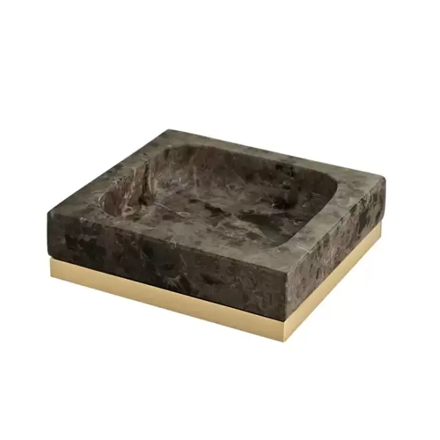 3SC Palace Marmo Мыльница настольная, цвет: мрамор Emperador dark/золото 24к.