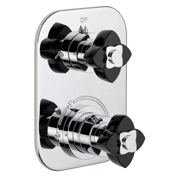 THG Petale de Cristal noir Смеситель для душа, термостатический, с переключателем на 2 потока, цвет: хром/черный хрусталь