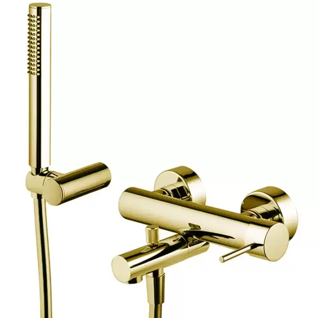 Fima Carlo Frattini Spillo Up Смеситель для ванны, настенный, с ручным душем, цвет: золото