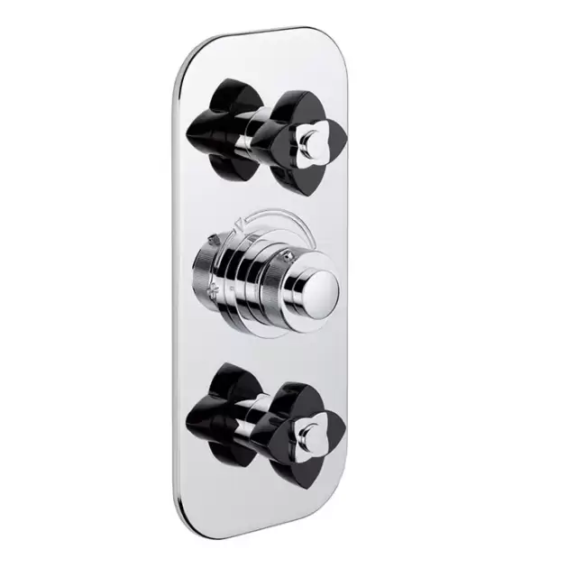 THG Petale de Cristal noir Смеситель для душа, термостатический, 2 потока, цвет: хром/черный хрусталь