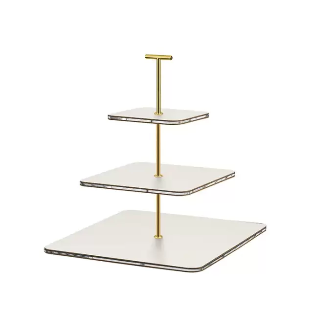 ADJ Сервировочная стойка 30x30xH35см., ручка "Т", цвет: белый/фурнитура золото
