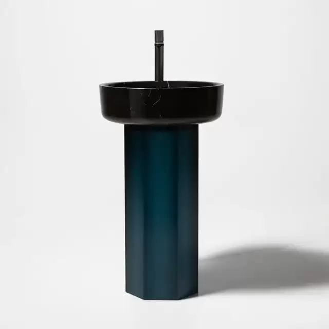 Antonio Lupi Opale Раковина 50х70 см, без отв., напольная, на пьедестале, Cristalmood, цвет: Nero Marquinia|/Petrolio