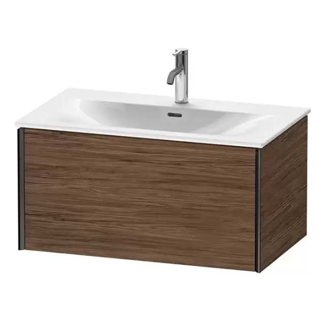 Duravit XViu Тумба подвесная 81x48x39.7см, с раковиной, 1 ящик, цвет: walnut dark/черный матовый