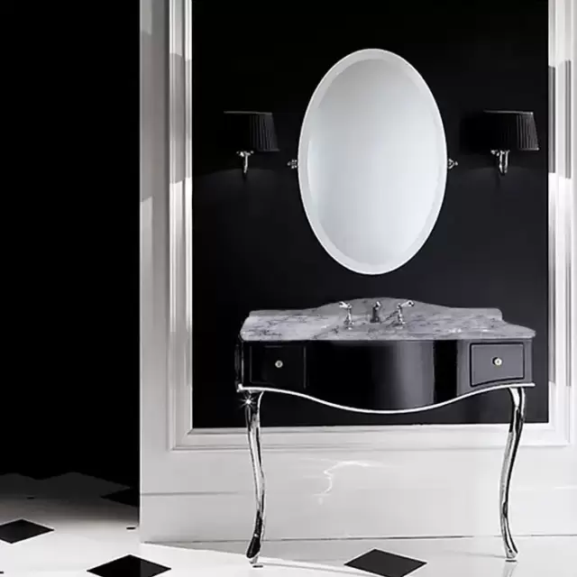 Devon&Devon Audrey, Комплект мебели мрамор: bianco carrara, ножки хром, напольный, Цвет: чёрный с белым кантом